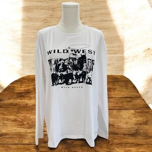 Avanova Wild West Graphic Long Sleeve Tee Large Western Cowboy Ranchcore Casual